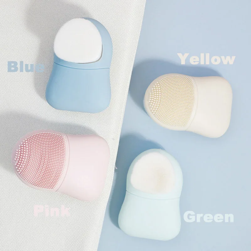 Silicone Facial Cleansing Brush Soft Remove Makeup Face Scrubber Blackhead Remover Cleaning Pores Double Head Facial Cleanser