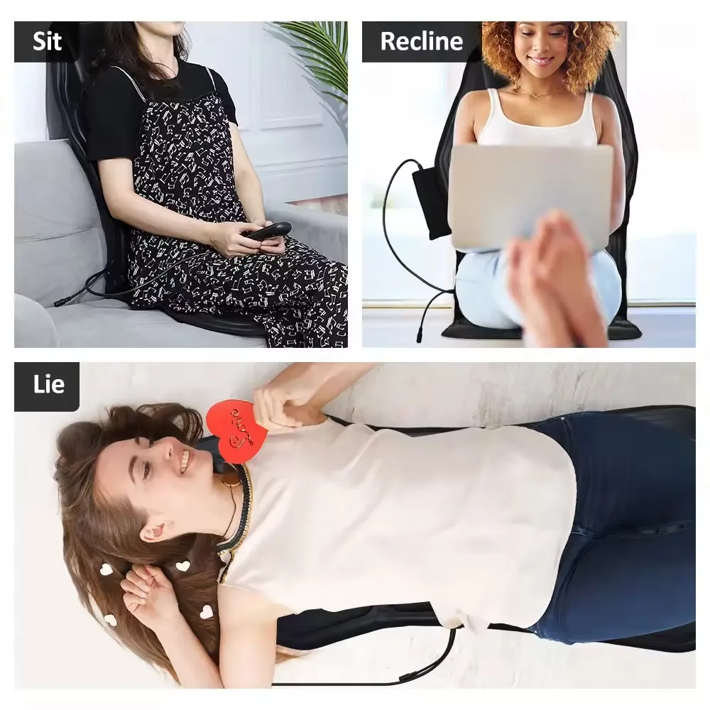 Electric 7 Motor Back Massager Chair Cushion Vibrator Portable Home Car Office Neck Lumbar Waist Pain Relief Seat Pad Relax Mat