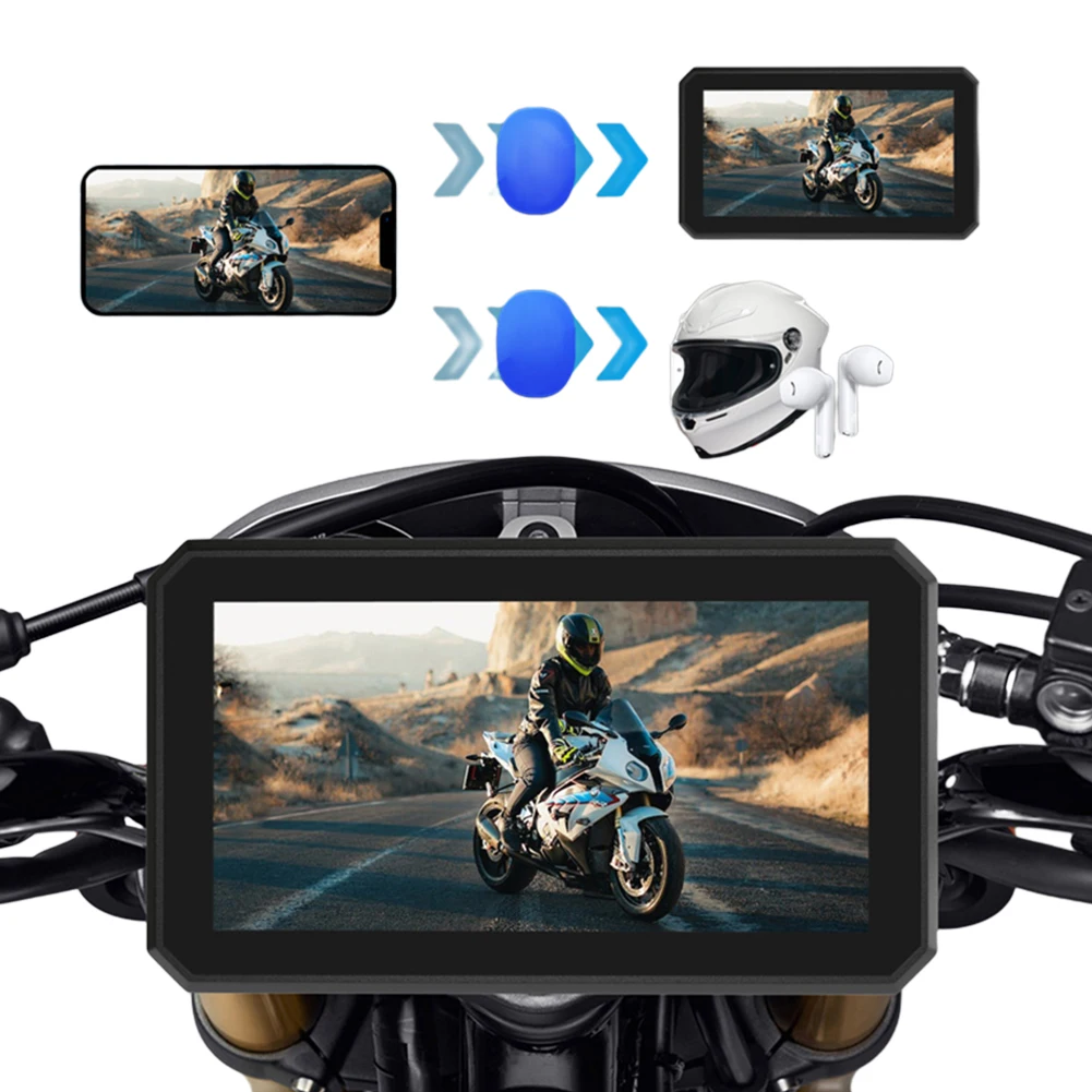 5.5 Inch Dash Cam IP65 Waterproof Wireless Carplay Android Auto Motorcycle Camcorder Mirror Link Loops Recording Parking Monitor