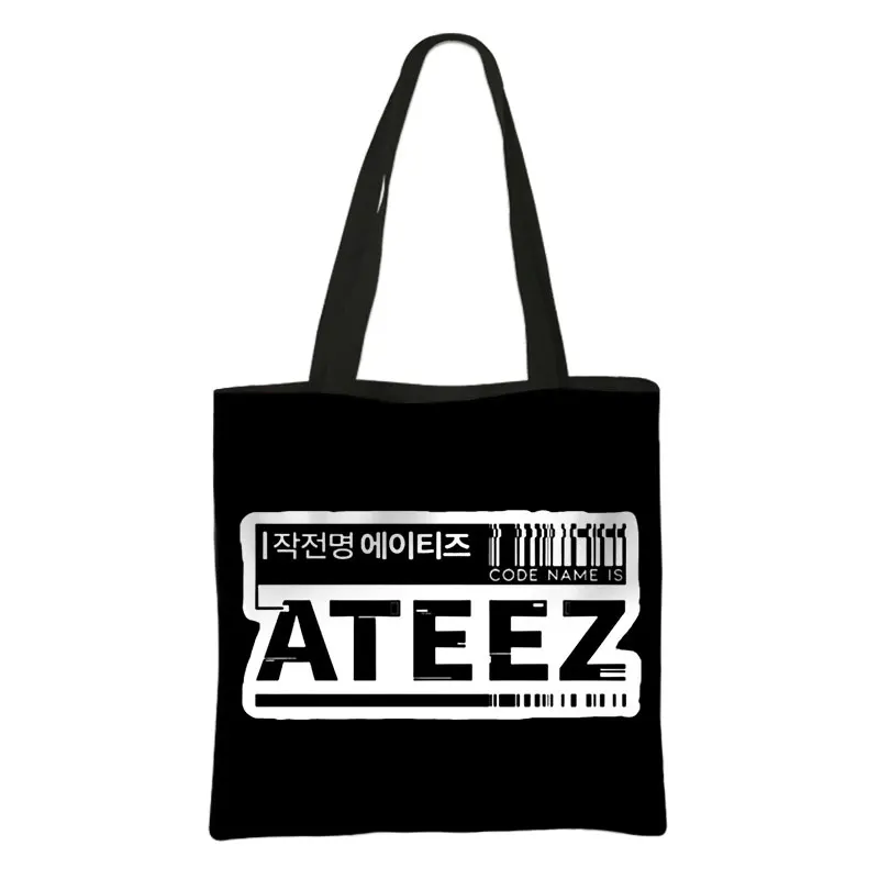 Korean Kpop ATEEZ Shopping Bags Fellowship Break The Wall Women Handbag Fashion Totes Bag Reusable Grocery Shopper Bag