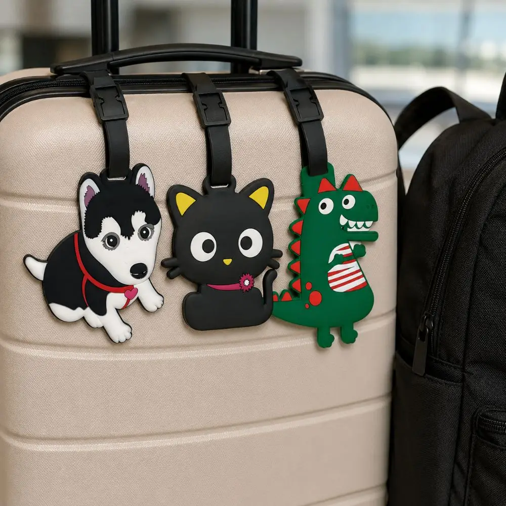 Kawaii PVC Luggage Tag Airplane Buckle Cartoon Baggage Tag Anti-Loss Design Thickened Luggage Label Luggage