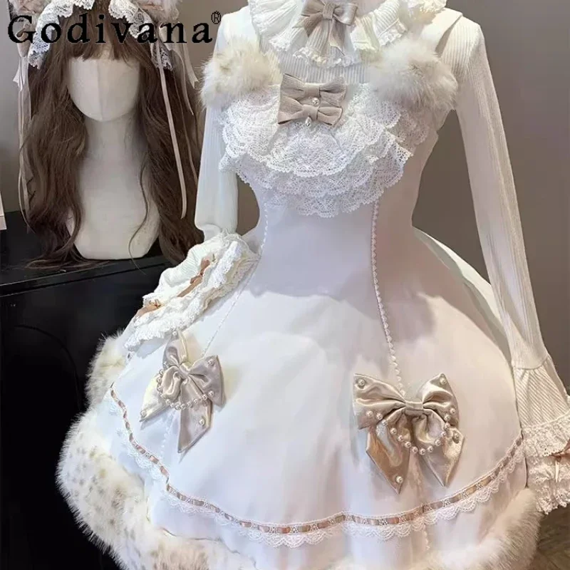 عيد الميلاد ورأس السنة الجديدة تاريخ رداء فتاة حلوة لوليتا تنوعا أعلى قصيرة أفخم عباءة سميكة نفخة تنورة 3 قطع مجموعة