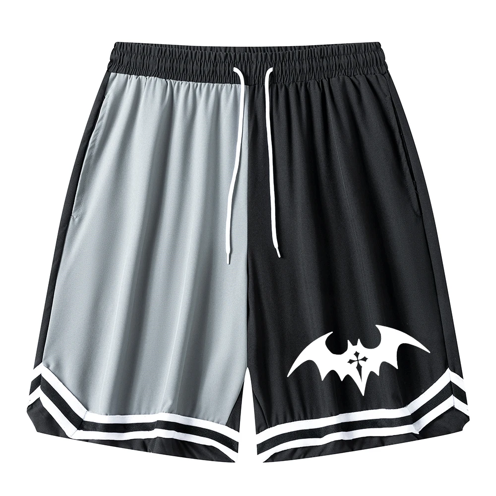 Męskie oddychające spodenki do koszykówki z elastycznym sznurkiem w pasie, szybkoschnące spodenki sportowe z nadrukiem nietoperza, spodenki treningowe do fitnessu, spodenki codzienne.