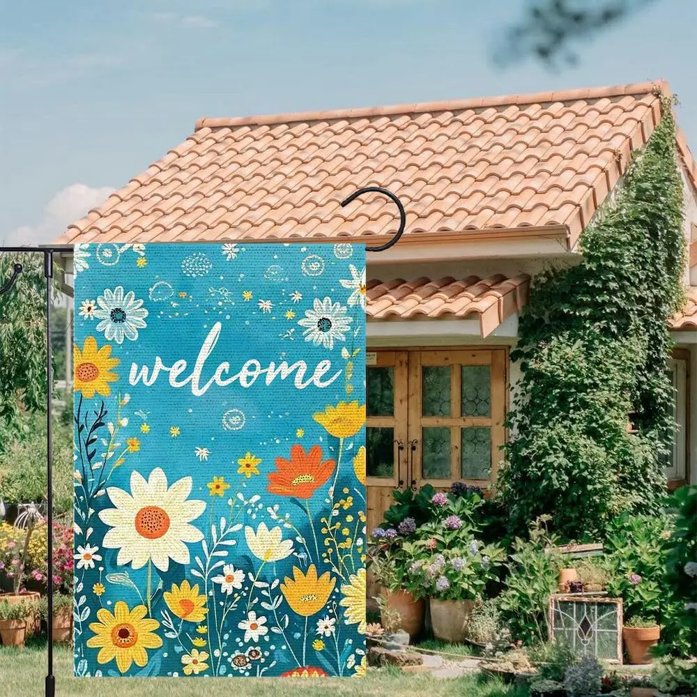 Spring Summer Garden Flag 12x18 Double Side For Outdoor Courtyard Garden Decor Flowers Welcome Holiday Flag For Outside Deco llp