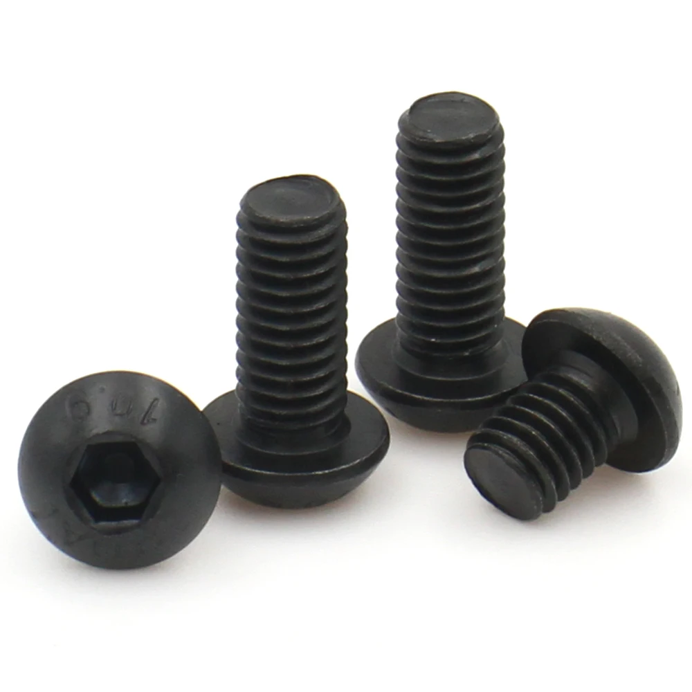 1–20 Stück M2 M2,5 M3 M4 M5 M6 M8 M10 schwarz Güteklasse 10,9 Kohlenstoffstahl Sechskant Innensechskant Rundkopfschraube Bolzen Möbelverschluss