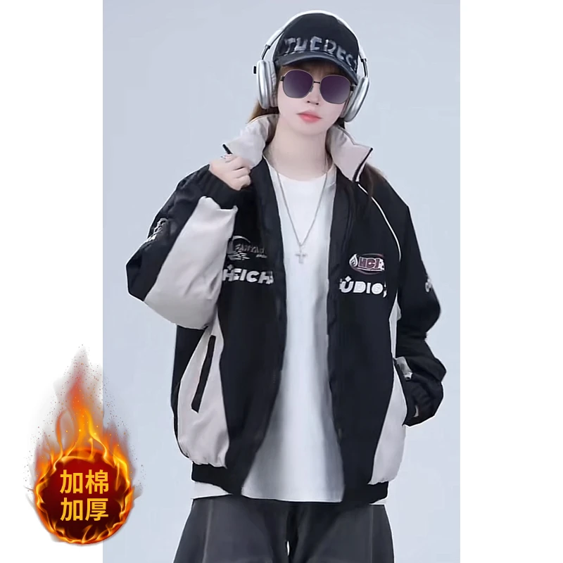 2024 autumn and winter new jacket motorcycle men and women the same cotton jacket