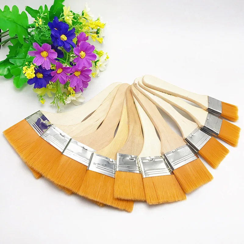 

12 Pcs Paint Brushes Multipurpose Wood Nylon Hairbrush Multi Size Oil Painting Tool For Kids Barbecue Seasoning Cleaning Brush