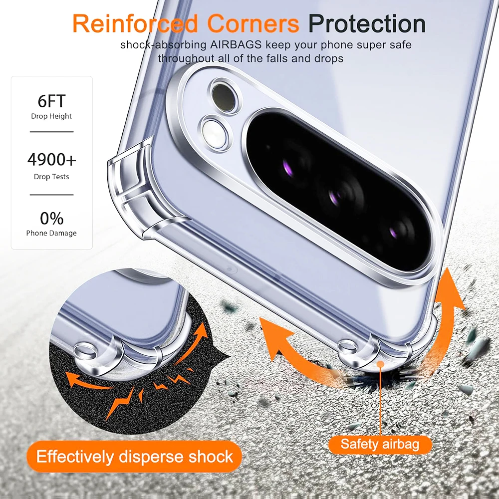 เคสซิลิโคนกันกระแทกแบบ 3 มิติ พร้อมถุงลมนิรภัย สำหรับ Google Pixel 10 9 Pro XL 9A โปร่งใสบางเฉียบ สำหรับ Google10 5G