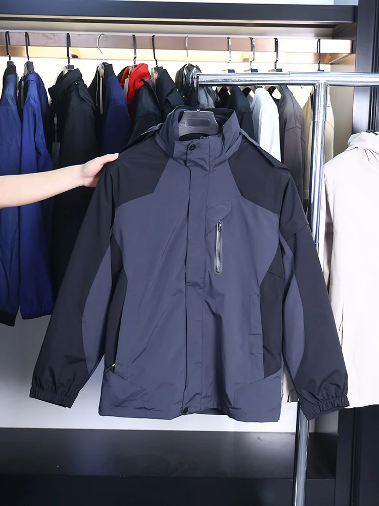 

Dough Fly Men's Tee-in-One Fce Lined Windproof Jaet Autumn Faion Urban Sle Long Sve Hooded Coat Warmth And S...