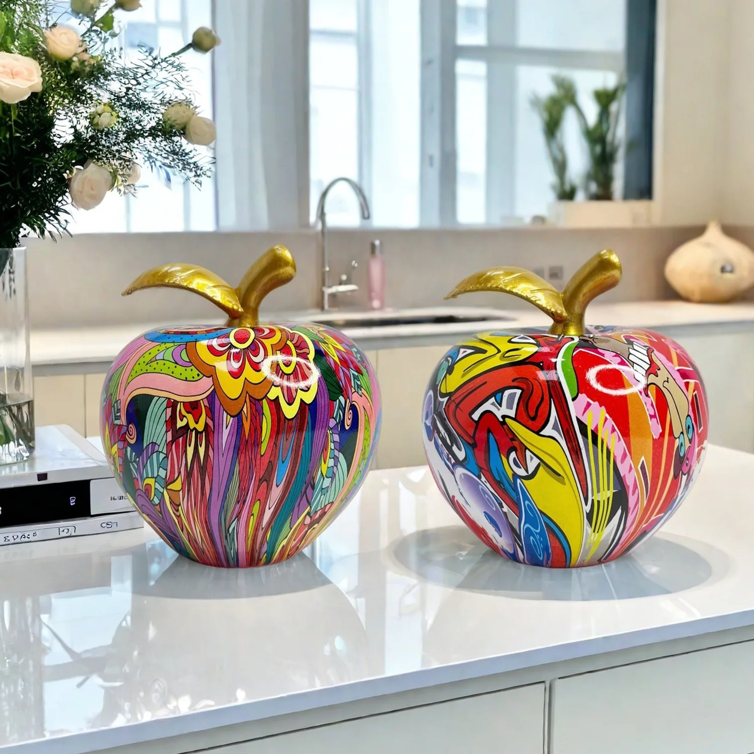 New Creative Apple Resin Ornament Housewarming Gift Home Living Room Entrance Wine Cabinet Decor