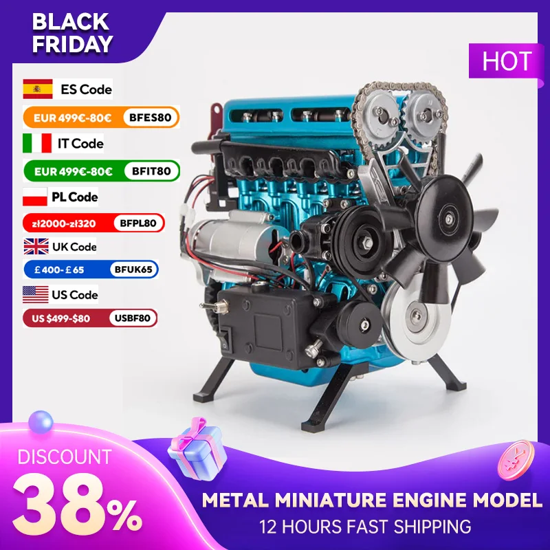 TECHING All-metal Miniature Engine Model Assembly Inline Four-cylinder Engine Anodising Process Science Experiment Teaching Aids