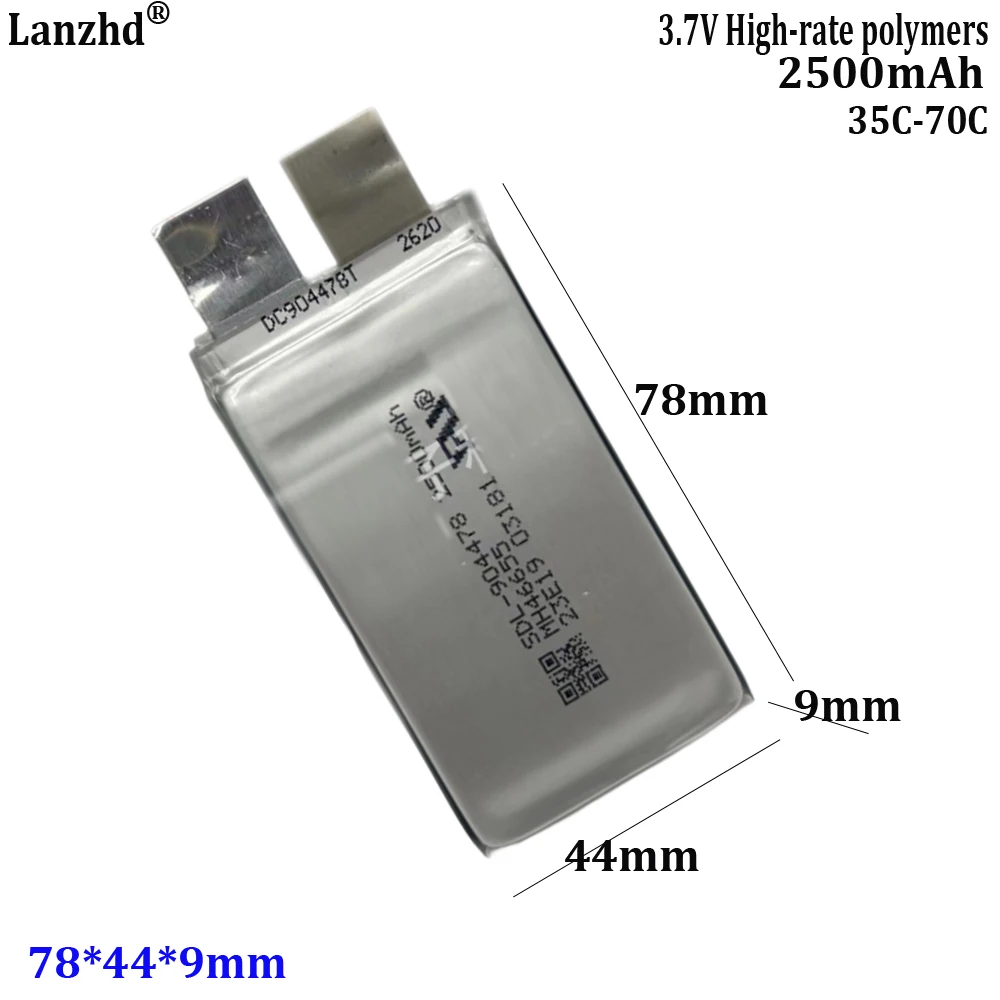 

3.7V high-rate lithium battery 35C 70C For spot welding machine, starting power supply cell 904478 2500mAh