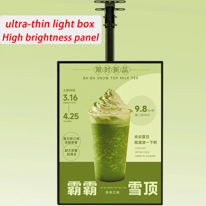 Lighting ultra-thin LED floating lightbox, LED menu board, magnetic ceiling hanging lightbox, suitable for restaurants and shops