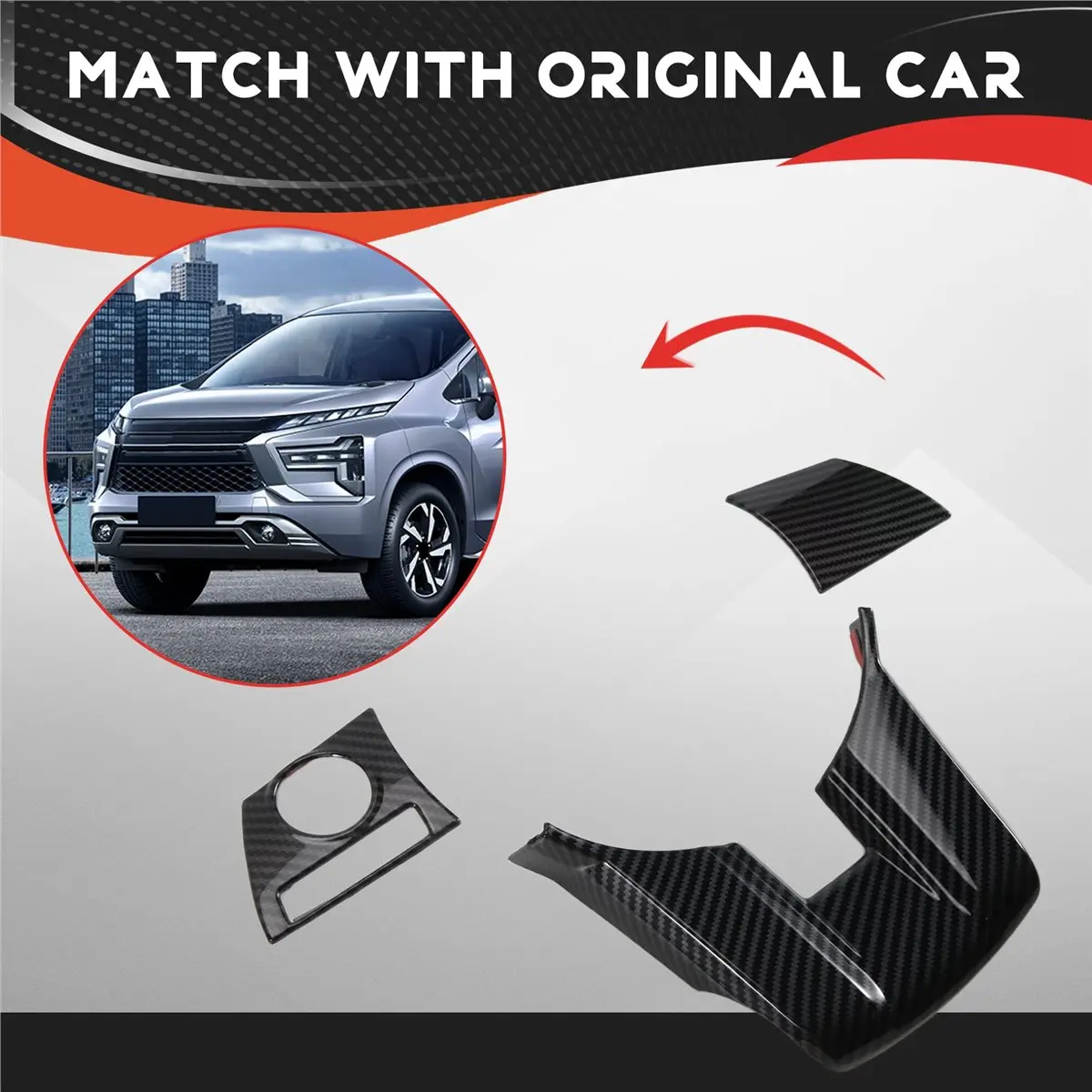 #08T (Carbon Fiber Pattern)Steering Wheel Knob Cover Trim Fit for Mitsubishi Xpander 2022 2023,Automotive Parts & Accessories