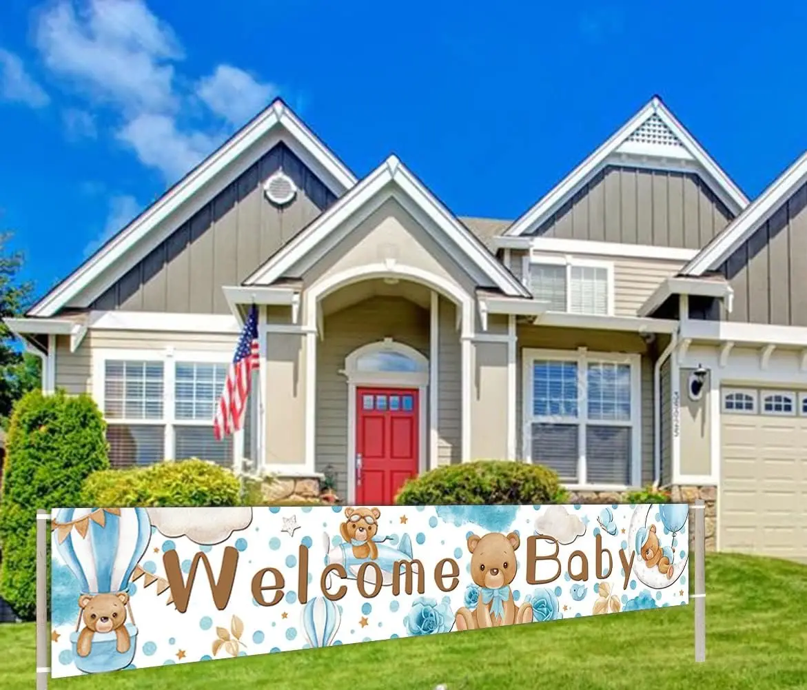 لافتة ترحيبية كبيرة لفناء الطفل ، ديكور حفلات استحمام الطفل ، لوازم حفلات الكشف عن الجنس ، خلفية التصوير الفوتوغرافي #2