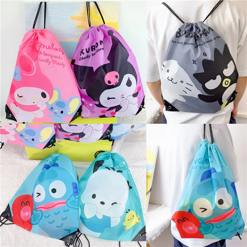 

New Sanrio Swimming Bag Cartoon Kurumi Hangyodon Drawstring Beach Bag Hiking Mountaineering Casual Backpack Crossbody Bag