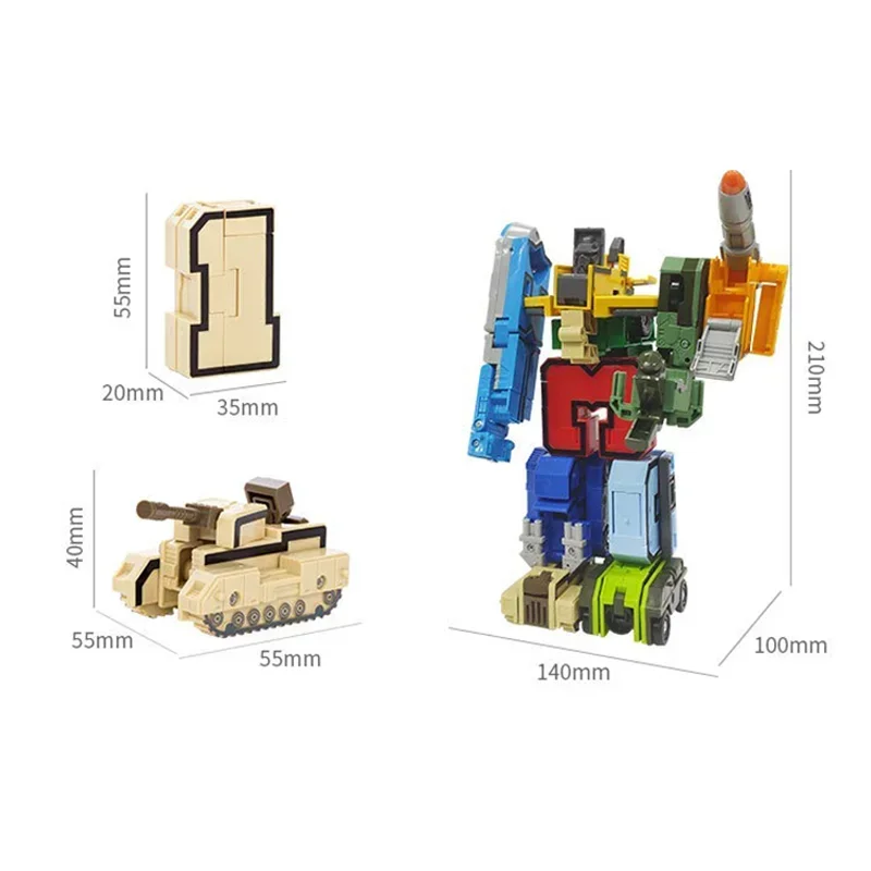 Puzzle Assembling Digital Transformation Toys Assemble Robots Building Blocks Figure Car Model Number Alphabet Educational Toys