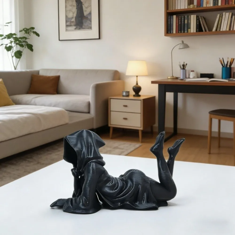 Home Decor Ghost Figurine Dark Style 3D Printed Death Statue Halloween Model Desktop Ornament Interesting Decoration