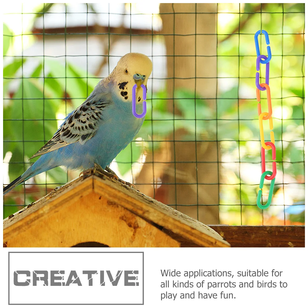 

500Pcs Colorful Plastic Chain Links Parrot Chewing Accessories Bird Cage Decoration Links for Budgies Cockatiels Lovebirds