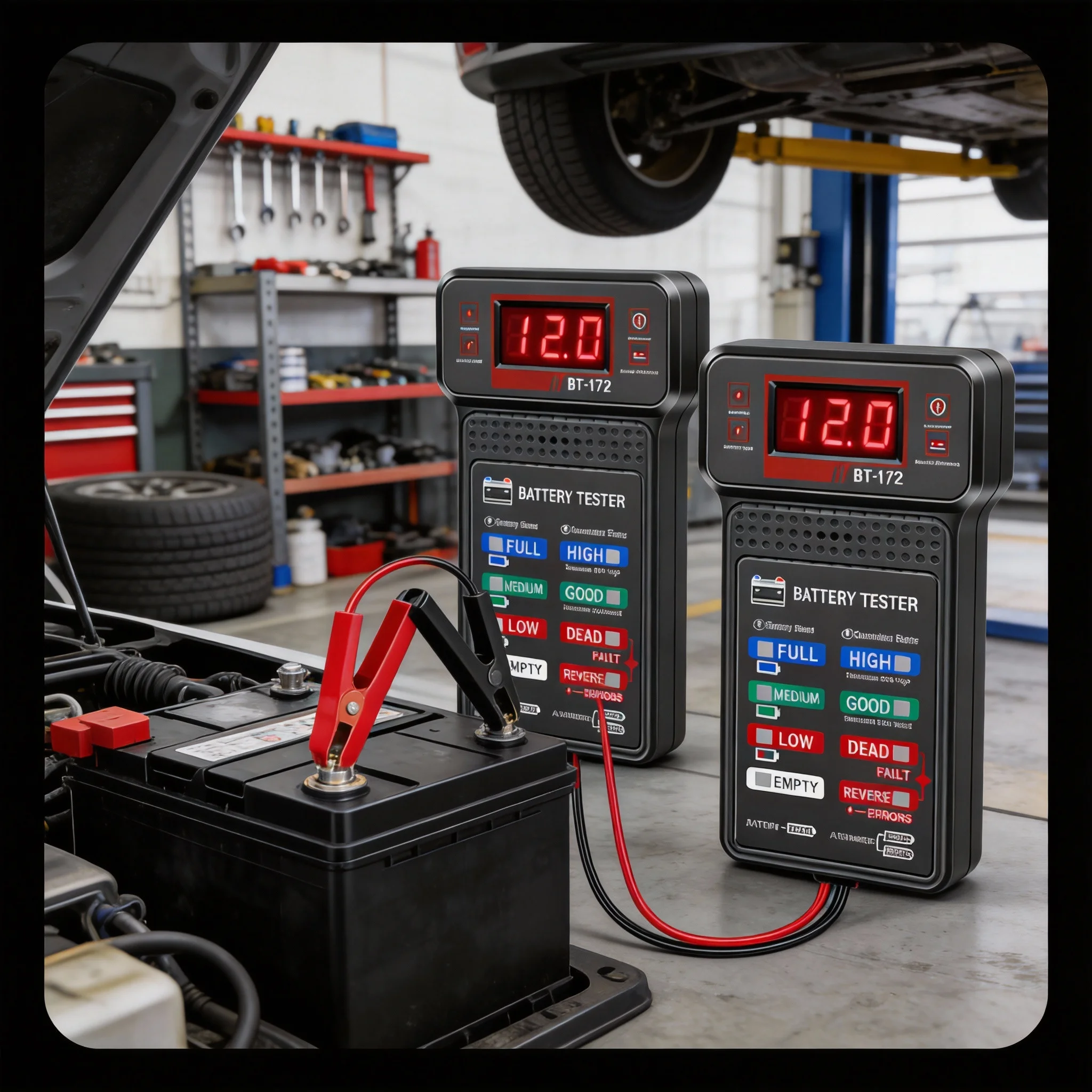 Car Battery Tester ANENG BT-172 12V Status Indicator Charge System Analyzer Voltage Meter Digital Display Alligator Clips Tool