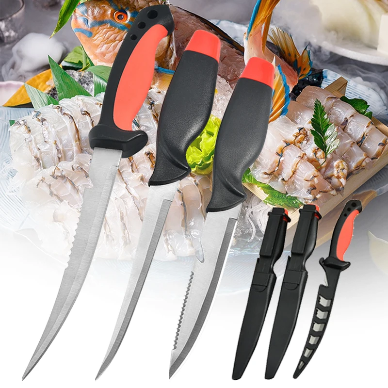 Sharp Fish Knife Hollow Plastic Handle Fish Fillet Carving Knife Stainless Steel Boning Knife Meat Cleaver Kitchen Fruit Peeler