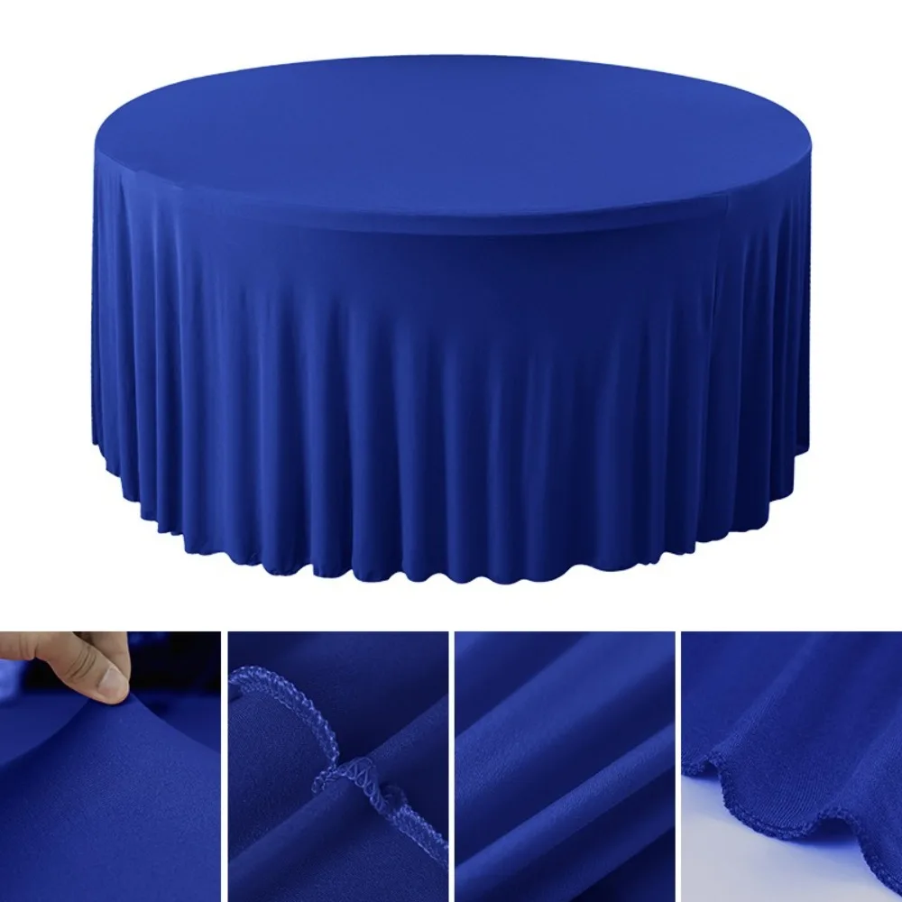 

Washable Round Tablecloth Wrinkle-Free Stain Resistant Elastic Table Skirt Elastic Ruffle Stretch Fitted Stretch Tablecloth