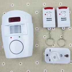 Alarme sem fio com sensor de movimento infravermelho - Alarme contra roubo com 2 controles remotos, 105dB, adequado para casa/garagens/lojas