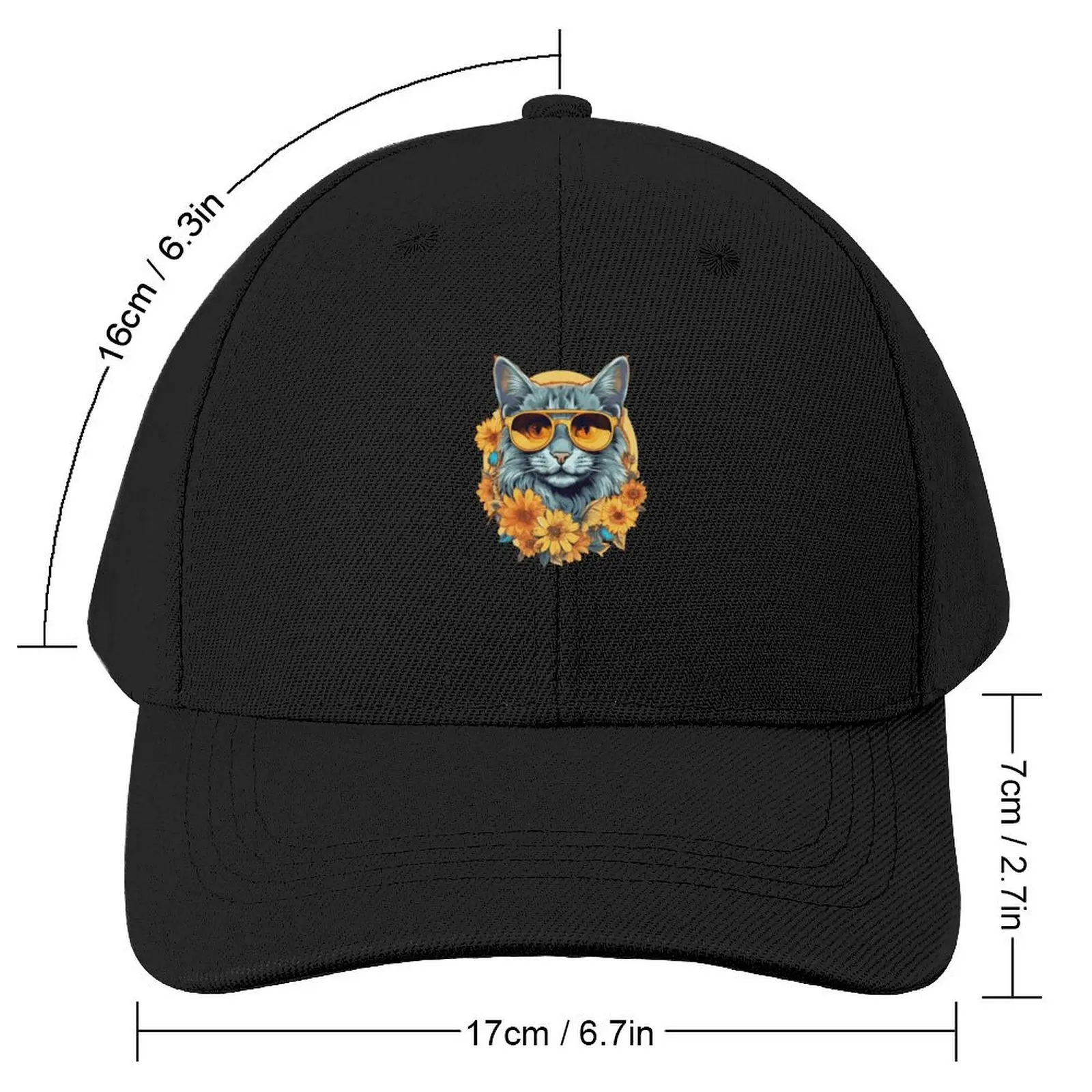 Whimsical Sunflower Kitty: A Charming Feline Delight Baseball Cap hiking hat |-F-| hard hat foam party Hat Men's Caps Women's