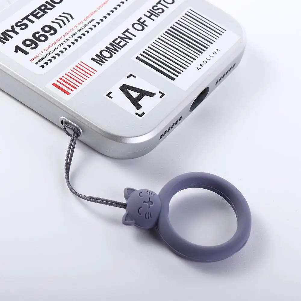 Kreskówkowy Kot Zawieszka do Telefonu Pierścień na Palec Smycz Silikonowa Antyzgubowa Silikonowy Pierścień Zawieszka Miękki Wielokolorowy Dysk U do Zawieszenia