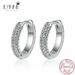 New Punk Rock Girl&Men Round Rhinestone 14mm Hoop Earrings Women Jewelry 925 Sterling Silver Purple Zircon Unisexual Ear Circle