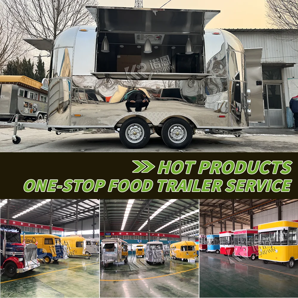 Customizable Stainless Steel BBQ Concession Trailer Coffee Cart Hot Dog Ice Cream Mobile Food Truck With Fully Equipped