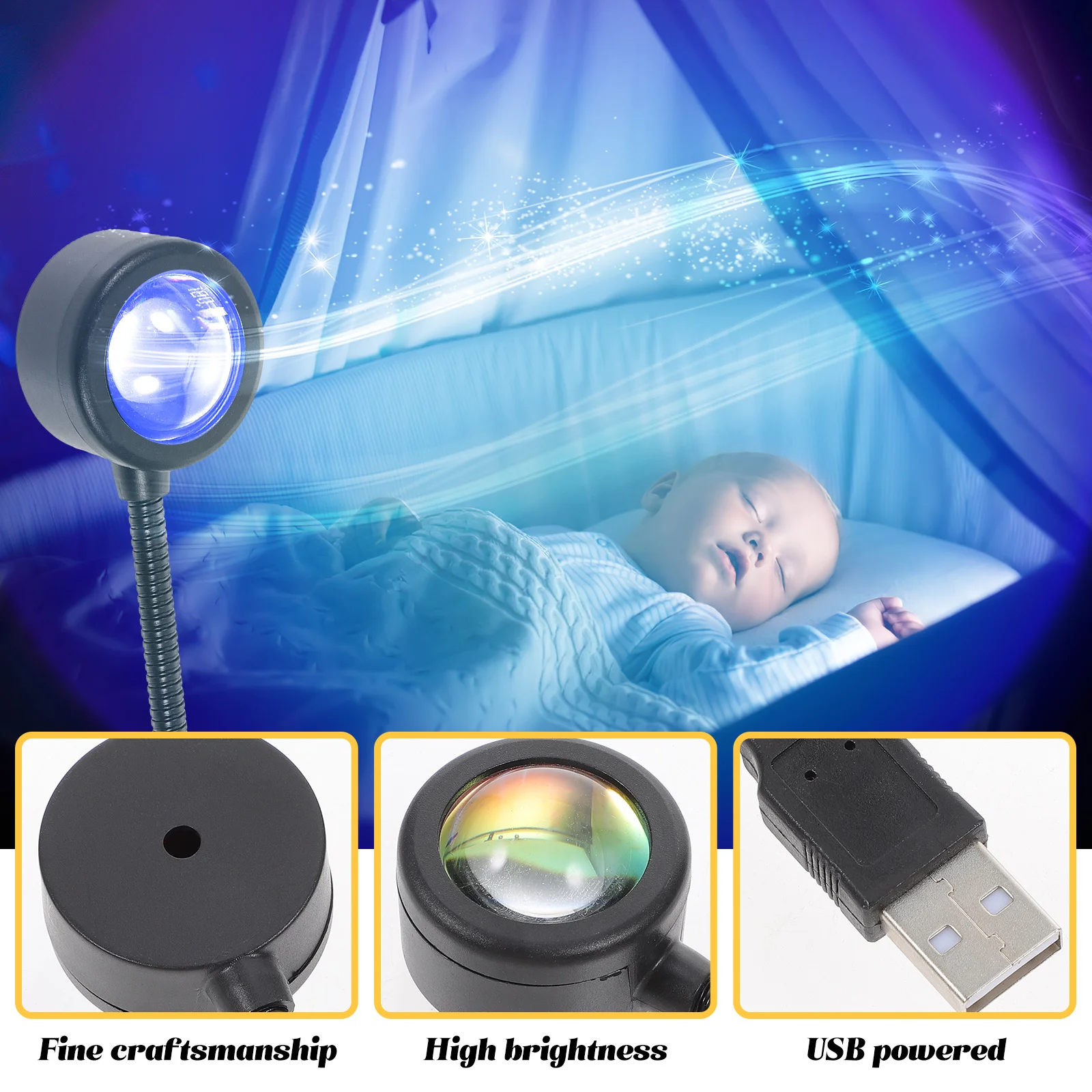 

2pcs Sunset Lamp Usb Powered Led Colorful Gradient For Bedroom Night Light Decor Romantic Atmosphere Living Room Party Game Room