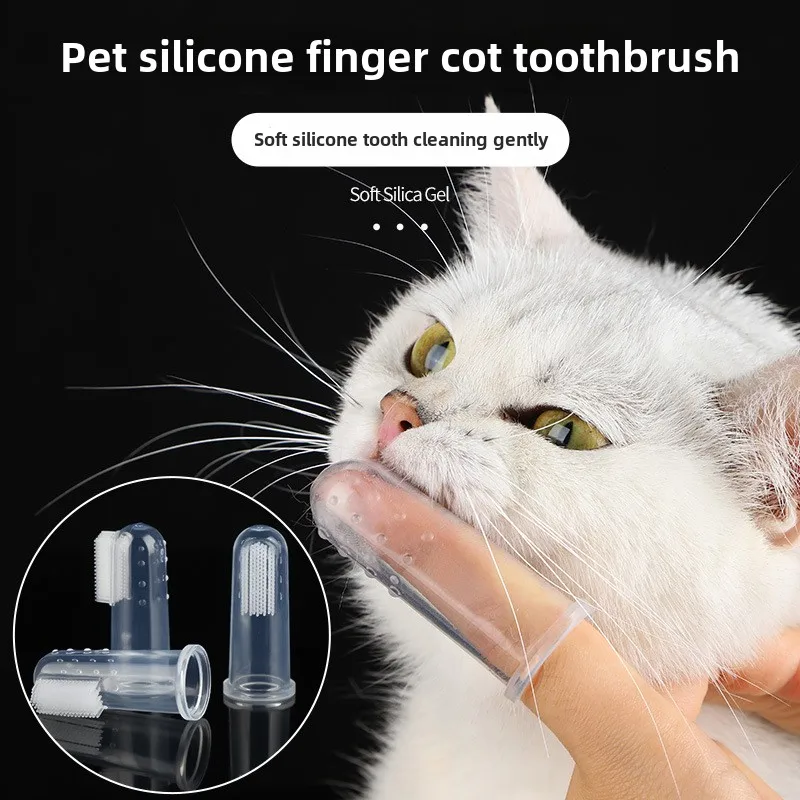 Cat and Dog Toothbrush Finger Silicone Brush To Remove Tartar Calculus Cleaning Soft Finger Toothbrush