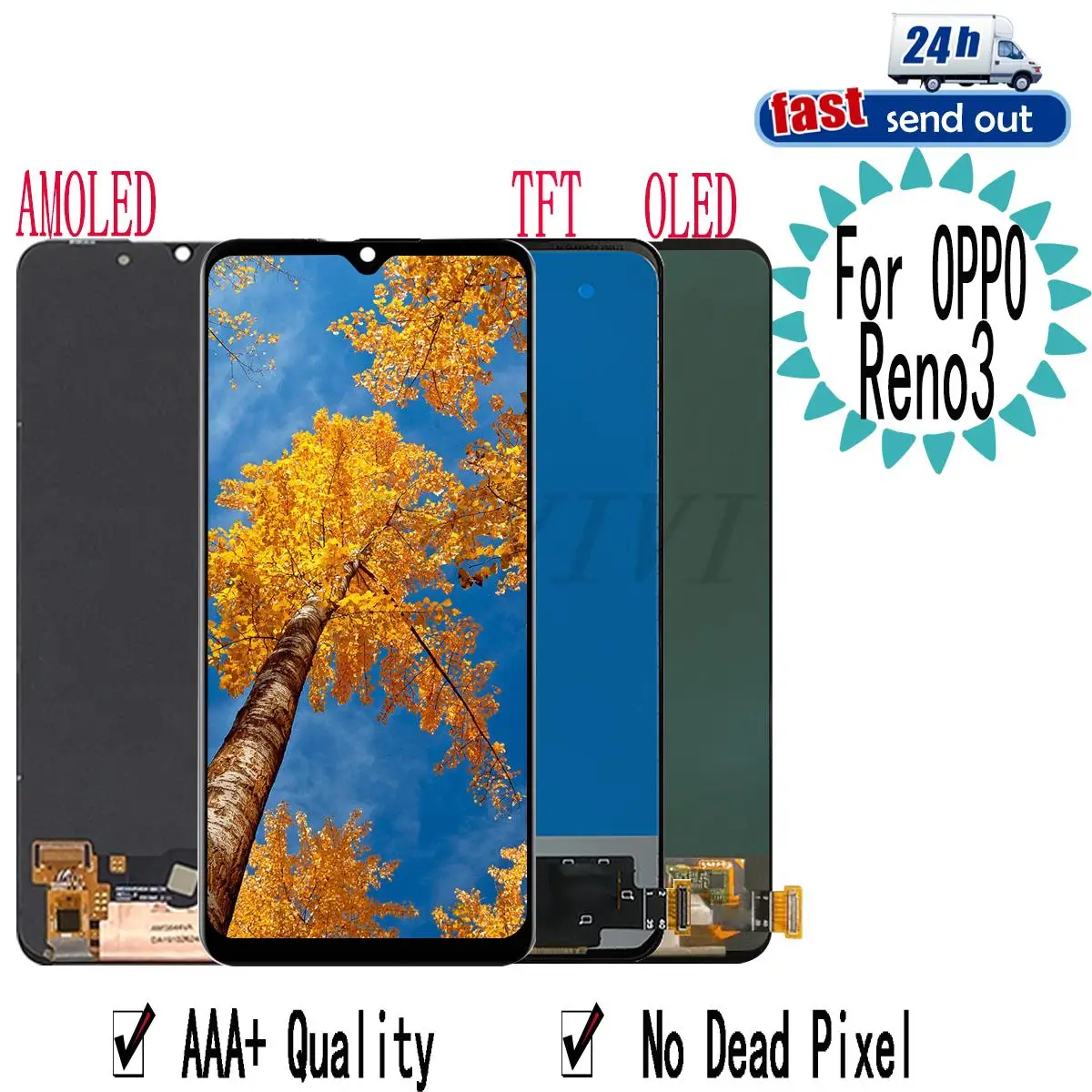

6,4 "K7 AMOLED ЖК-дисплей для OPPO Reno3 ЖК-дисплей кодирующий преобразователь сенсорного экрана в сборе Замена для OPPO A91