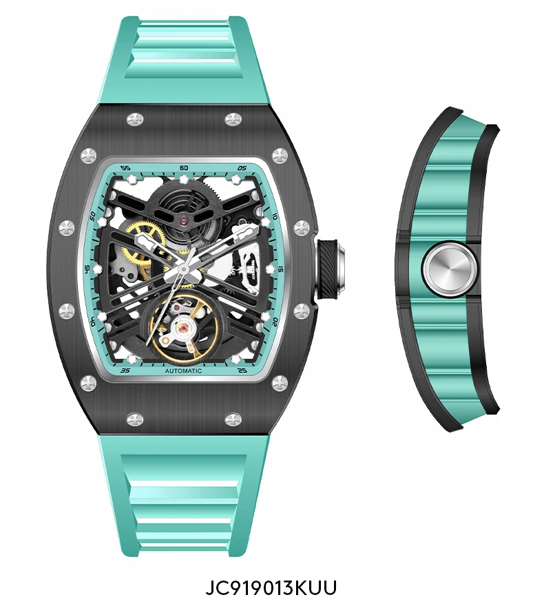 ساعة رجال الأعمال الرياضية العسكرية مقاوم للماء ساعات المعصم الميكانيكية للرجال العلامة التجارية الفاخرة ساعة أوتوماتيكية مربعة للرجال