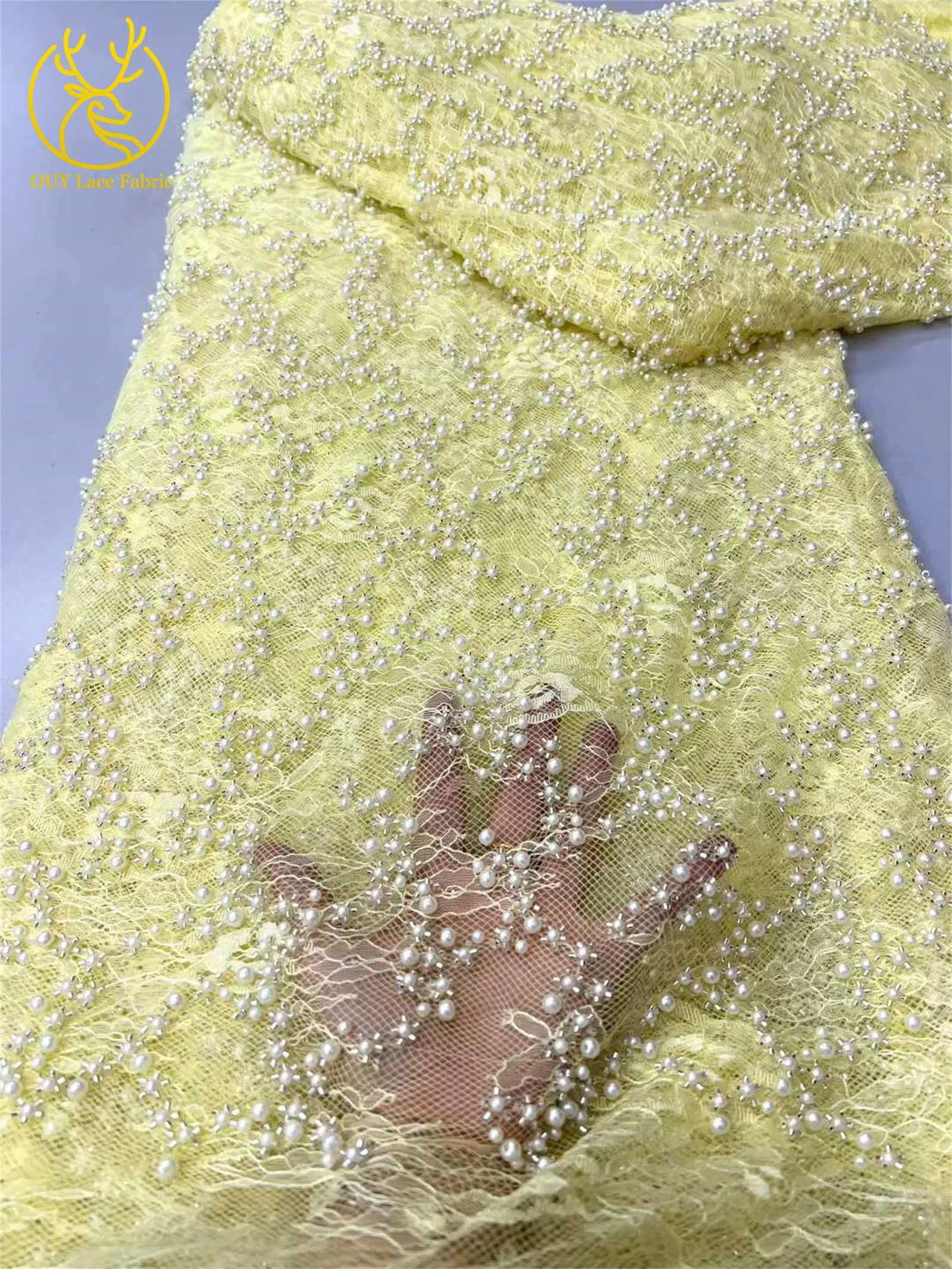 Black African Handmade Beaded Mesh Lace Fabric 2025 Luxury Nigerian French Sequin Lace Fabric Dress Sewing Material 5 Yards