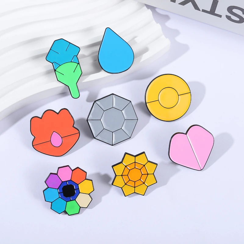 Retro Game Collection Zinc Alloy Painted Badges,Colorful Dojo Badge Decorations,Unisex Gaming Theme Party Accessories
