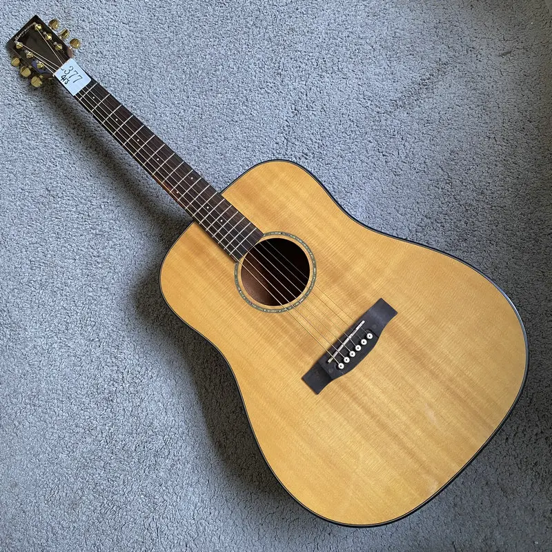L377 41 Inch Maoran Standard Folk Acoustic Guitar Solid Spruce Top, Entry & Intermediate Practice Instrument for Self-study