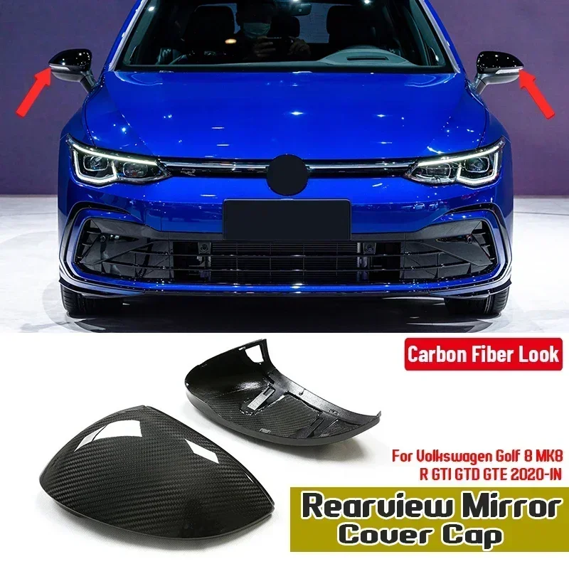 Real Dry Carbon Fiber Replacement Rearview Mirror Cover For Volkswagen For VW Golf 8 MK8 R-Line GTI 2020-IN Car Side Mirror Caps
