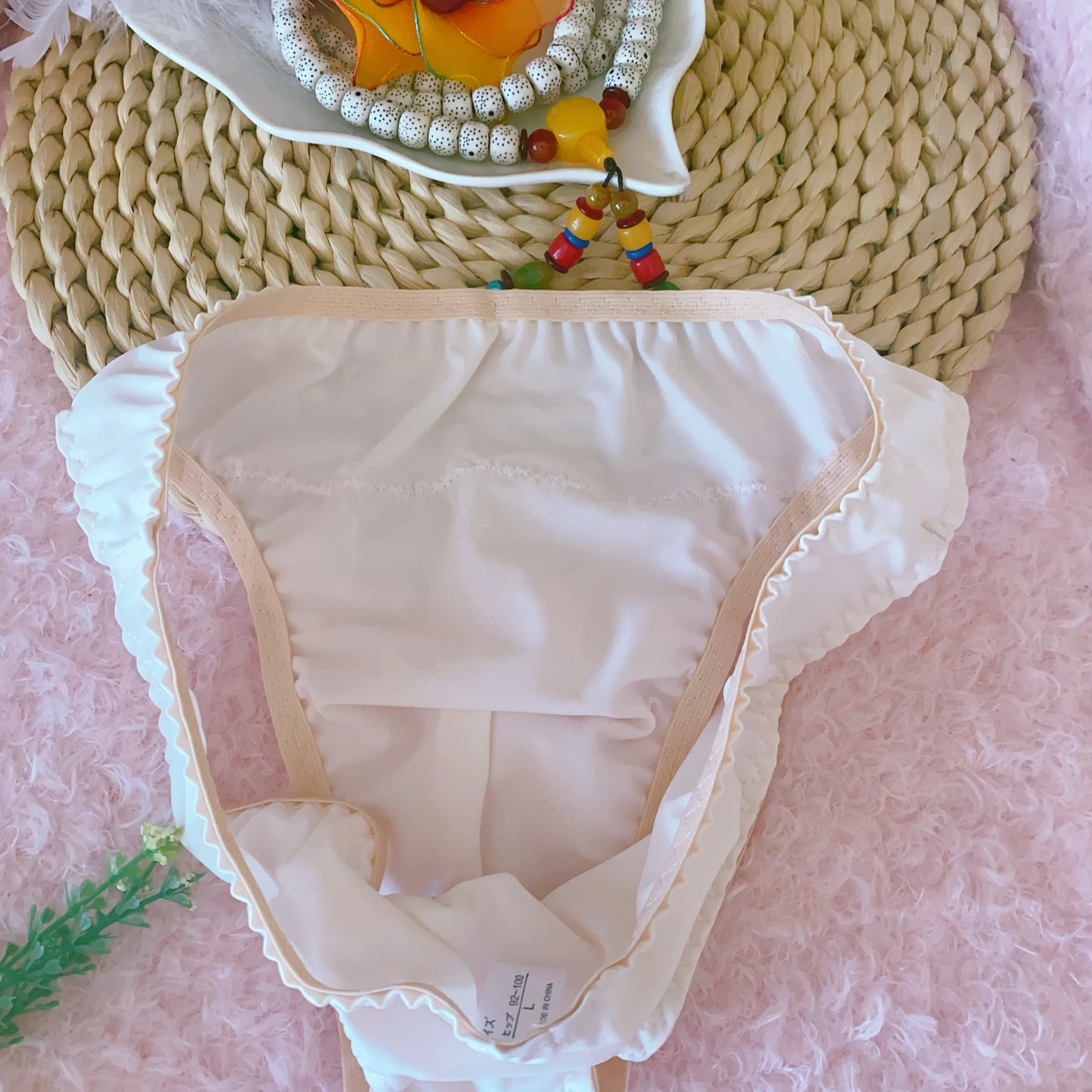 Man's Lace Bowtie Thong Convex Pouch Briefs Sissy Pink Low Waist G-string Underpants DJ Club Bar BF Gift LGBQ Panties