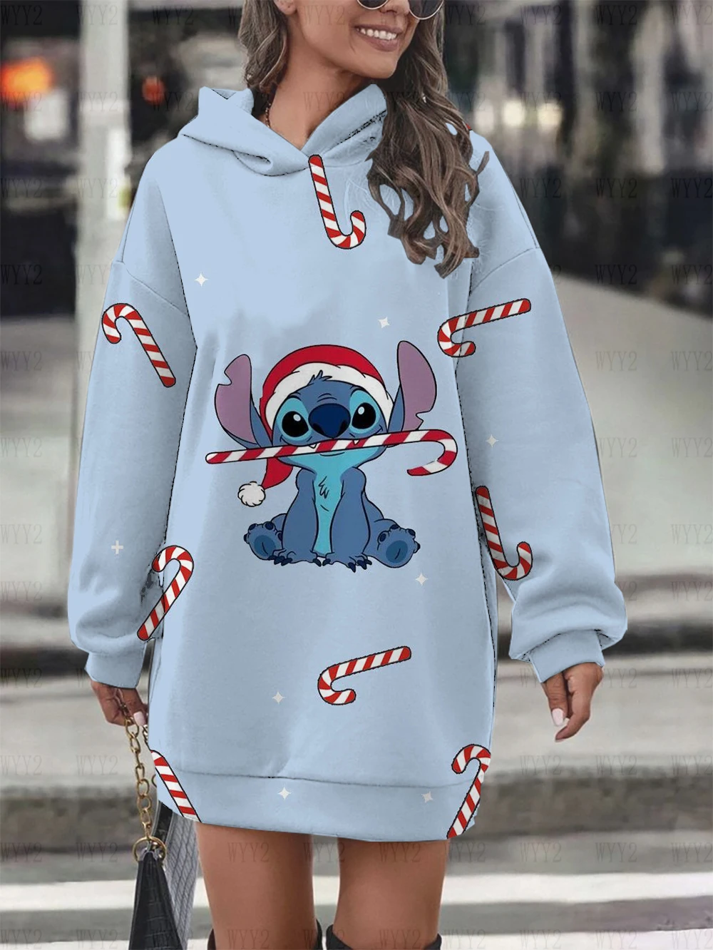 Autumn and winter Christmas new print birthday party dress Disney Stitch women's simple fashion sweatshirt hoodie