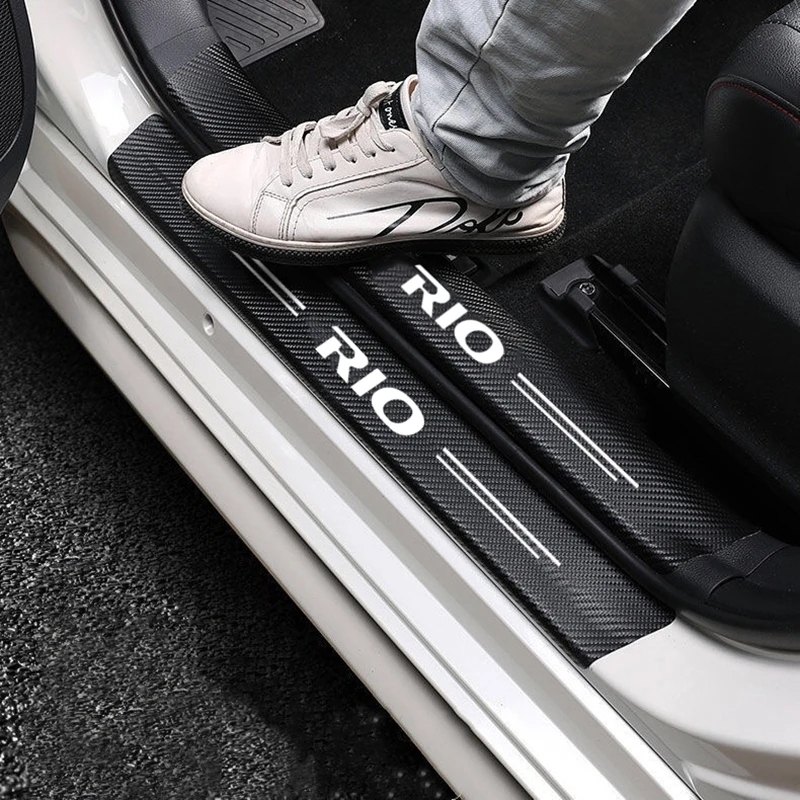Car Stickers Anti Scratch Door Sill Strip Carbon Fiber Car Threshold Protection Sticker For KIA RIO 2 3 4 5 Xline x line