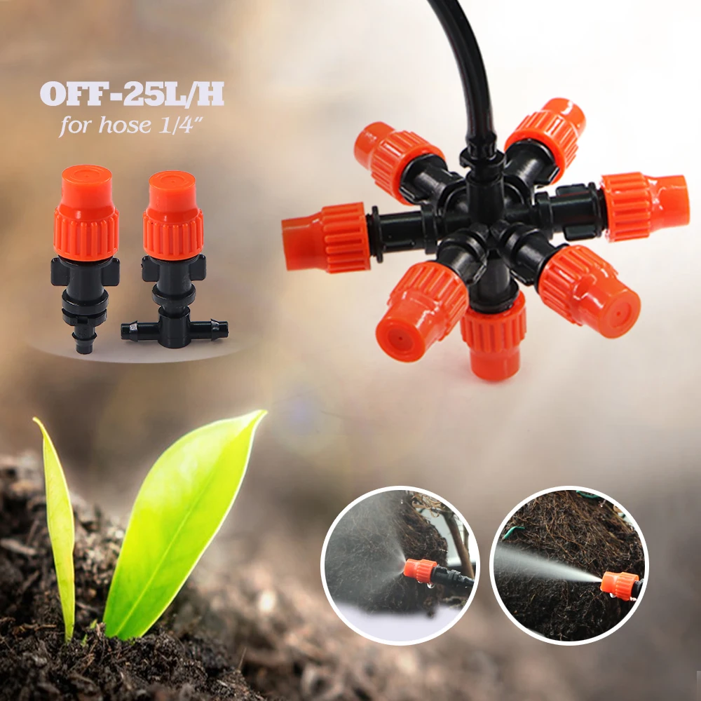 

8-types 4/7mm PVC Hose Barb Connector Misting Nozzles Adjustable Fine Atomization Sprayer 1/4" Garden Irrigation Cooling System