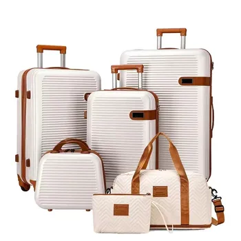 6-Piece Luggage Set: 20/24/28 Inch TSA-Approved Carry-On Suitcase +12Inch Vanity Case+Handbag+Clutch For Vacation Trip – view 1