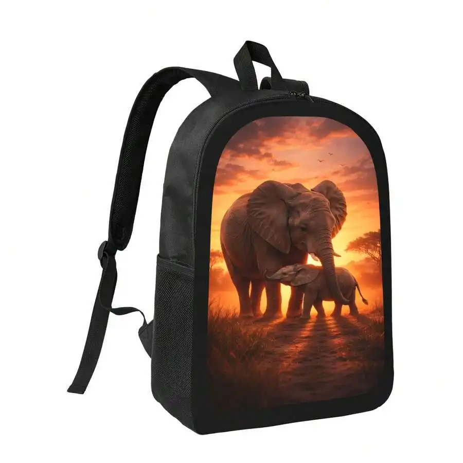 

Sunset Elephant Print Backpack Stylish Casual Lightweight Durable Daypack For Men Women