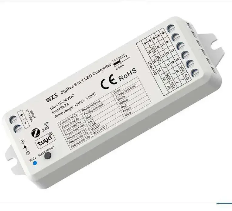 TUYA Zigbee WZ5 Smart Led Controller 2.4G RF Remote DC12V 24V DIM RGB CCT RGBW RGBWW RGBCW Strip Google Plus Voice Control