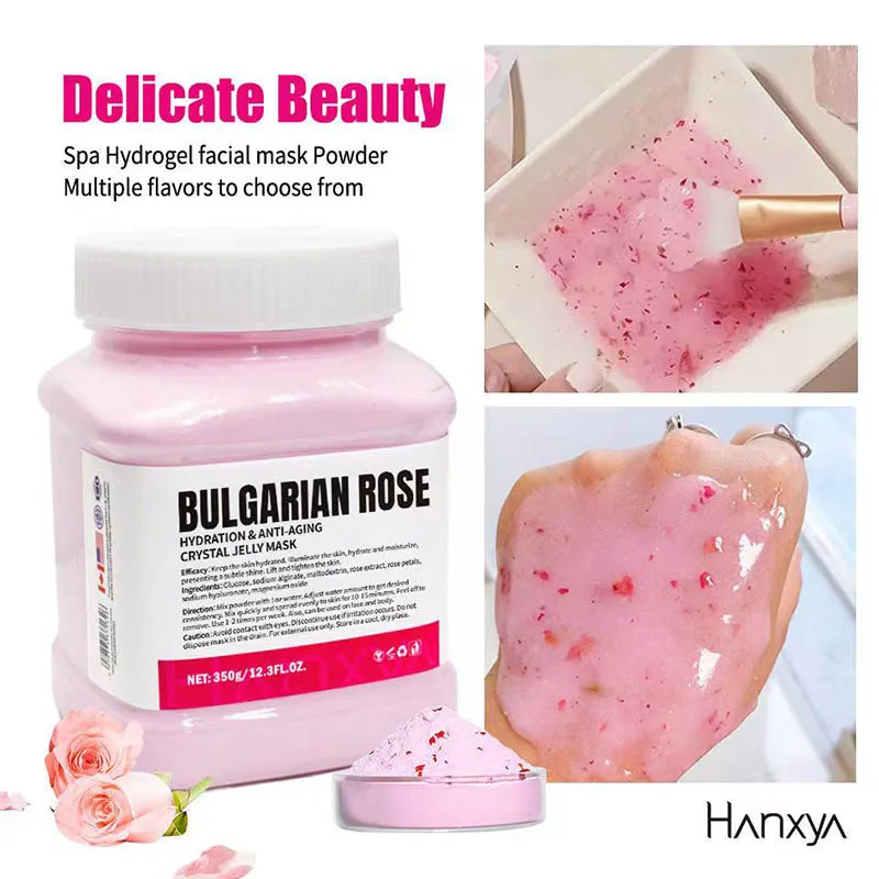 Newest 350g Arbutin Rose Jelly Mask Powder DIY Hydrojelly Masks Peel Off Vitamin C Hyaluronic Acid Facial Skin Care Mud Mask