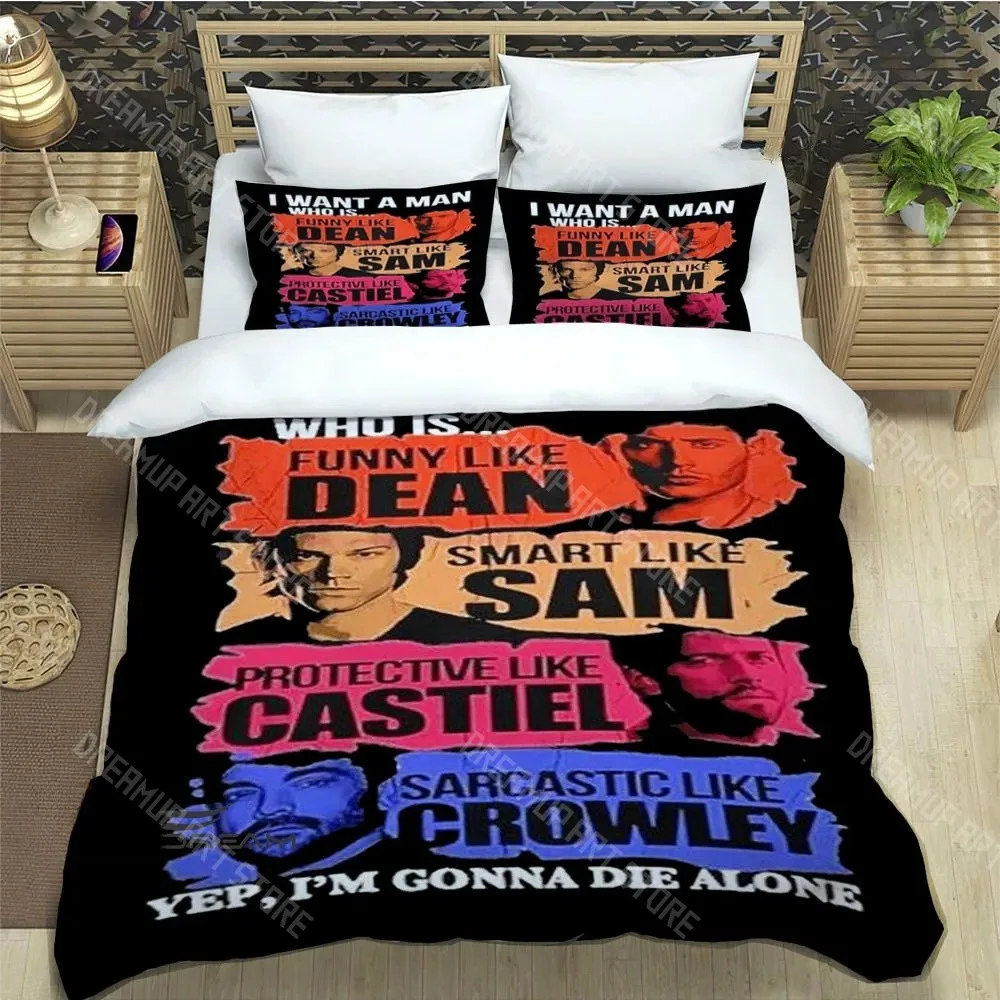 3D Printed Supernatural TV Bedding Set for Boys Girls Duvet Cover Pillowcase Included Twin Queen King Full Single Double Sizes