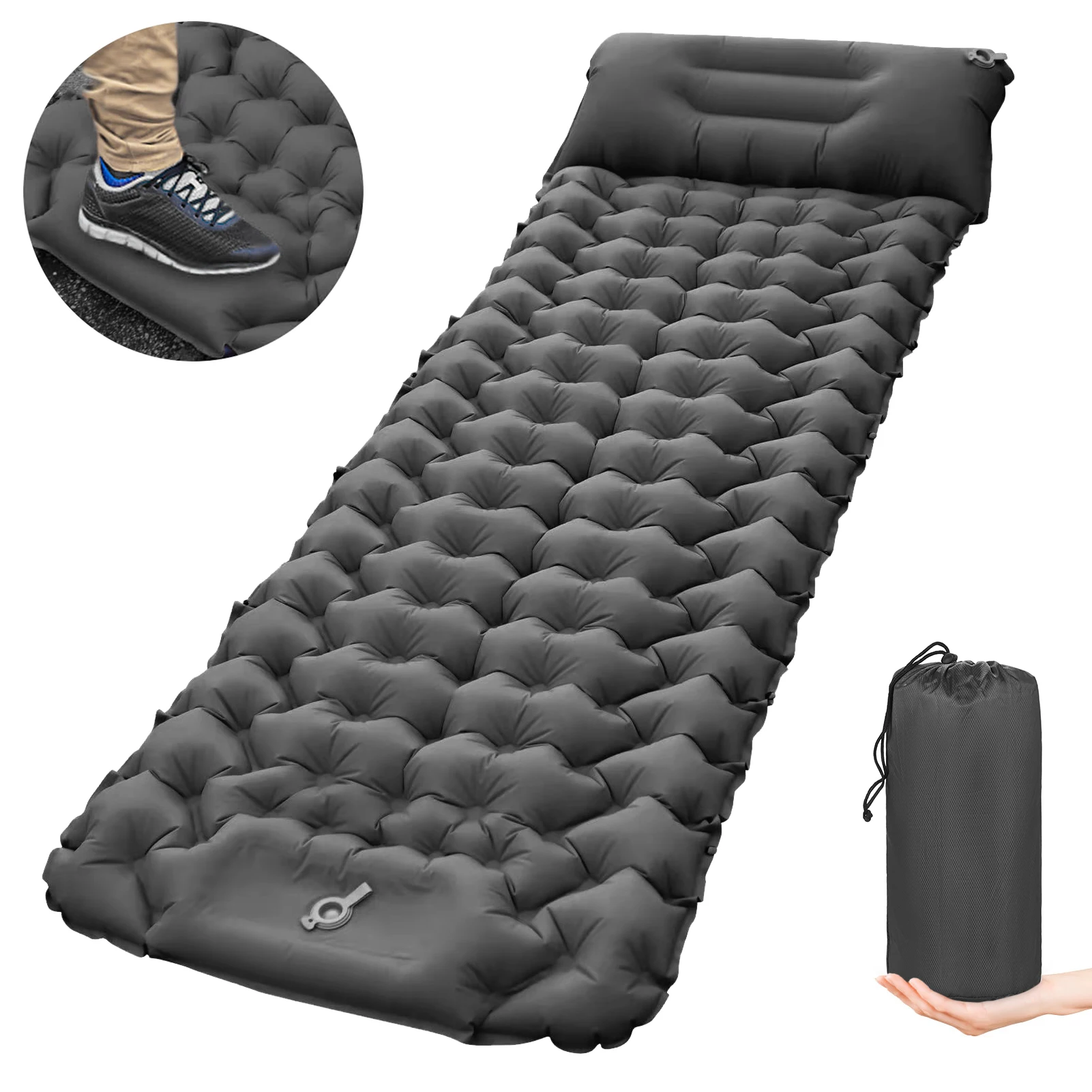 

Outdoor Camping Sleeping Pad Folding Sleep Mat Beach Inflat Mattress with Pillow Waterproof Camping Mat Air Mat Hiking Traveling