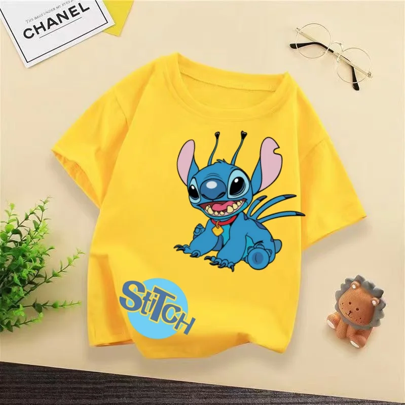 

Personalized children's round neck T-shirt Stitch pattern blouse boys and girls birthday gifts summer fashion short